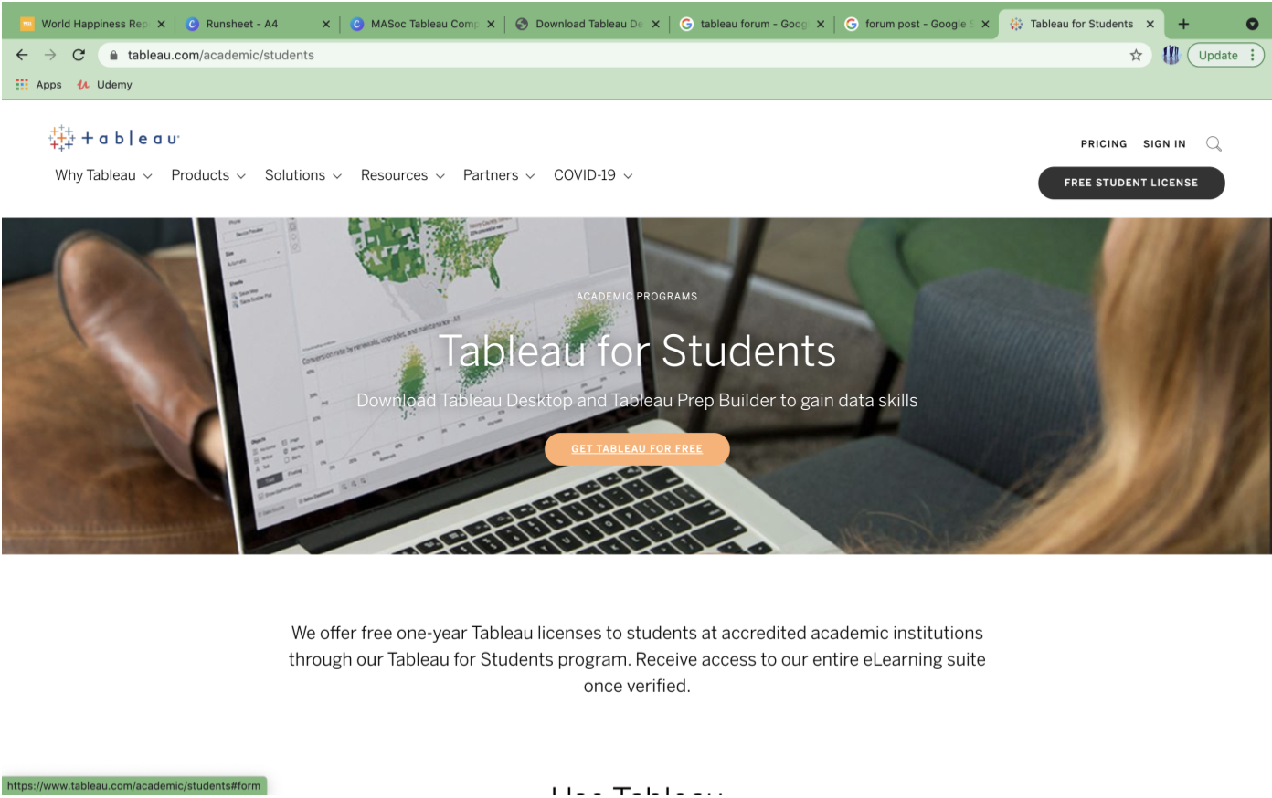 download tableau desktop for students